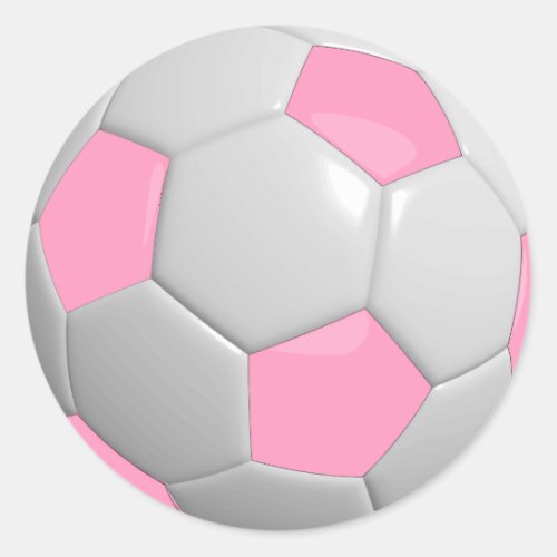 Girly Pink and White Soccer Ball Classic Round Sticker