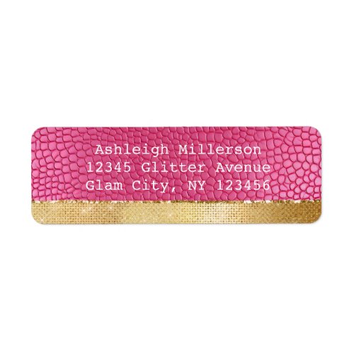 Girly Pink Animal Glam Gold Sparkle  Label