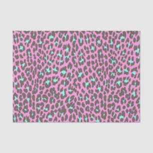 Girly Pink Aqua Black Leopard Animal Print Pattern Tissue Paper