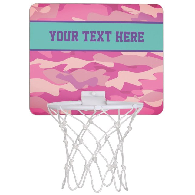 Girly pink army camo camouflage wall decor mini basketball hoop (Front)