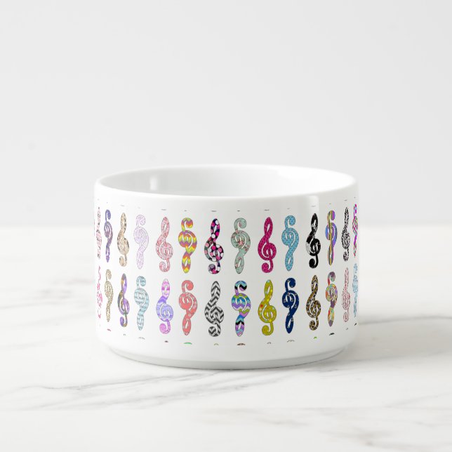 Girly Pink Aztec Chevon Music Note Treble Clef Bowl (Center)