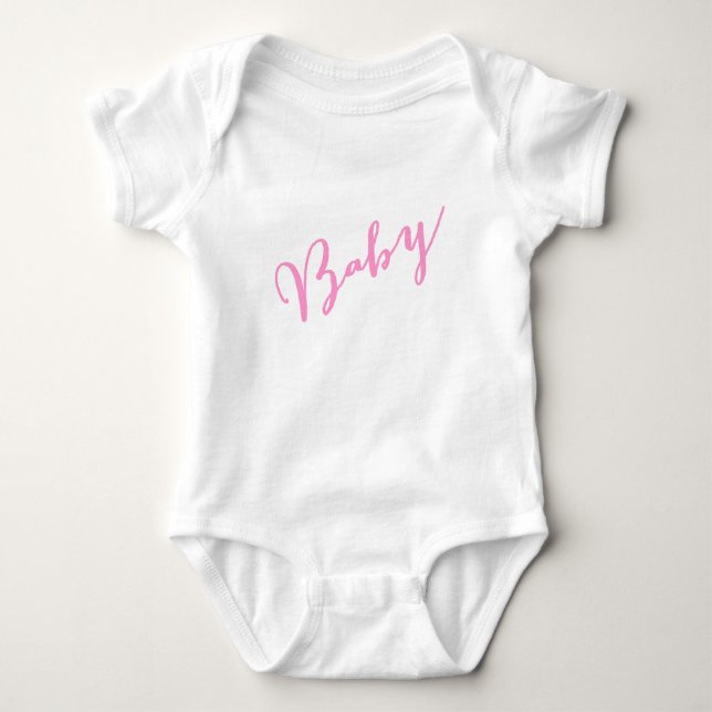 Girly Pink Baby Hand Lettered Script Bodysuit (Front)