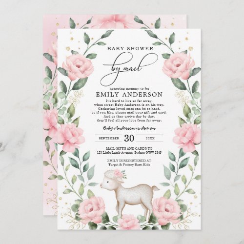 Girly Pink Baby Lamb Shower By Mail Quarantine Invitation