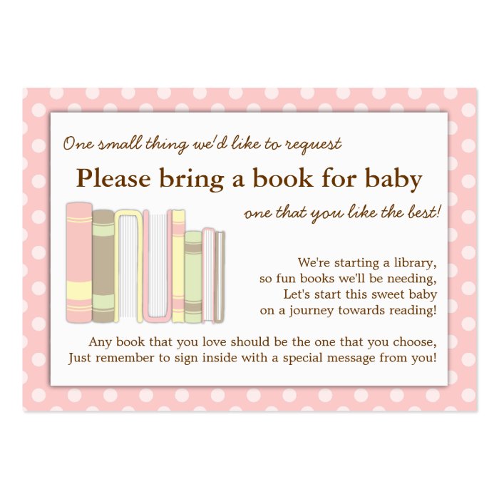 Girly Pink Baby Shower Book Insert Request Card Zazzle