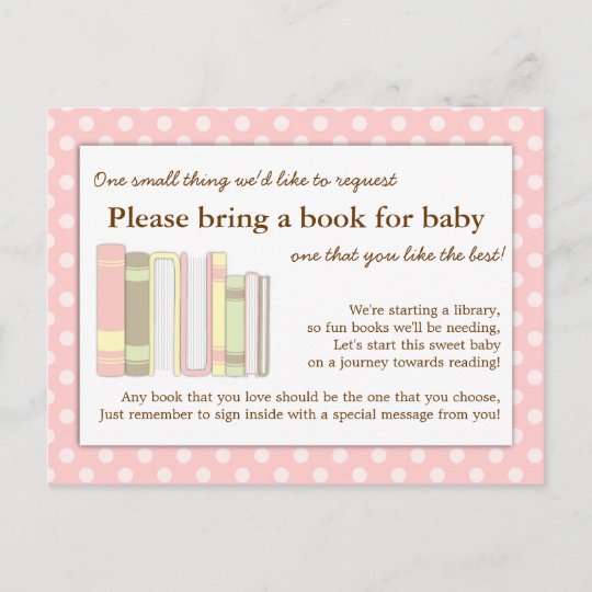 Girly Pink Baby Shower Book Insert Request Card Zazzle Com