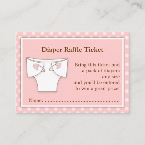 Girly Pink Baby Shower Diaper Raffle Ticket Insert Business Card Templates