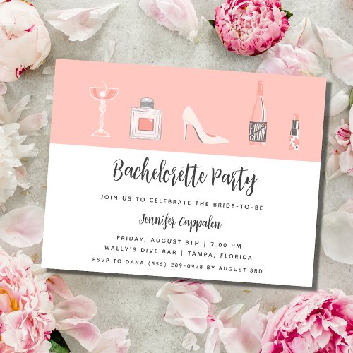 Girly Pink Bachelorette Party Invitation