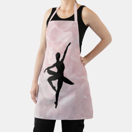 Girly Pink Ballerina Floral Apron