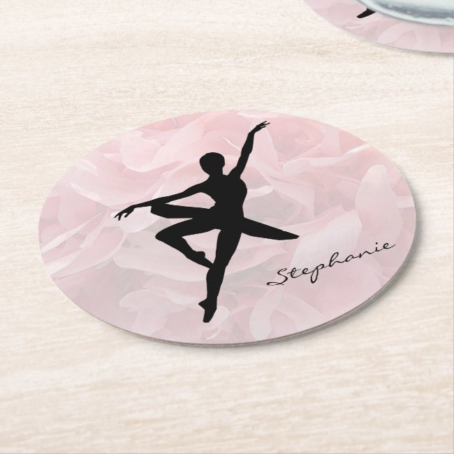 Girly Pink Ballerina Sturdy Paper Coasters