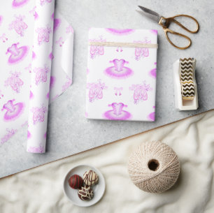 Girly Pink Ballet Pointe Shoes & Tutu Wrapping Paper
