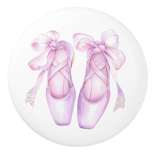 Girly Pink Ballet Shoes Ceramic Knob (Front)