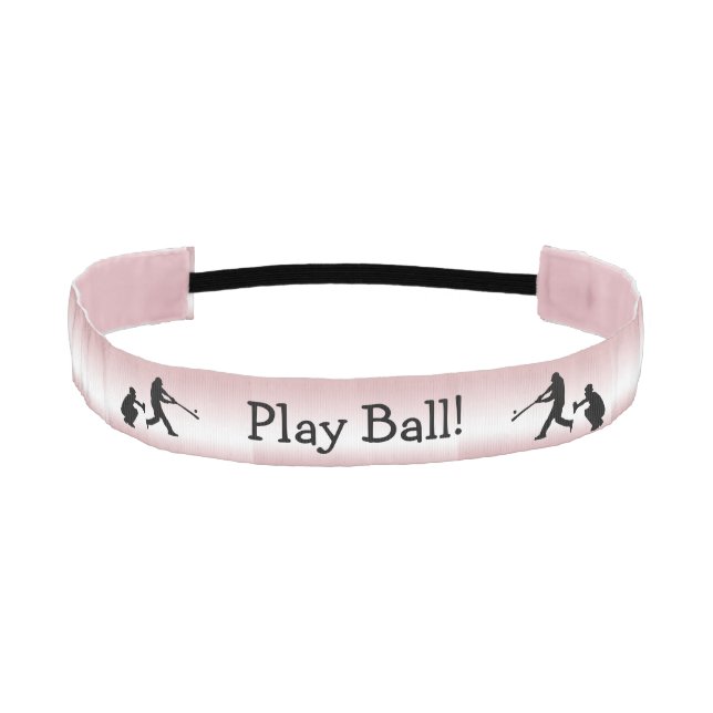 Girly Pink Baseball Play Ball Headband (Front)