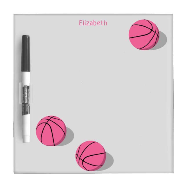 girly pink basketball sports personalized dry erase board (Front)