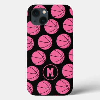 girly pink basketballs pattern monogrammed Case-Mate iPhone case