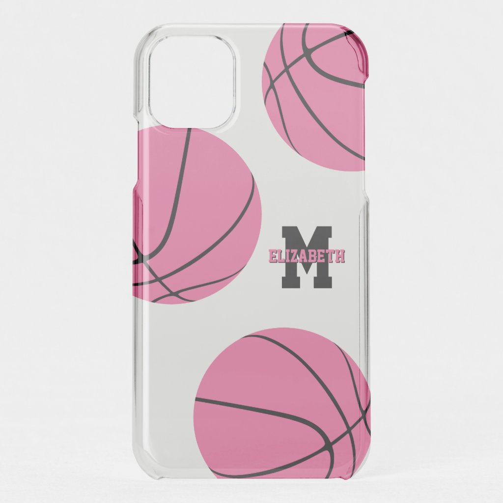 girly pink basketballs sporty monogrammed uncommon iPhone case
