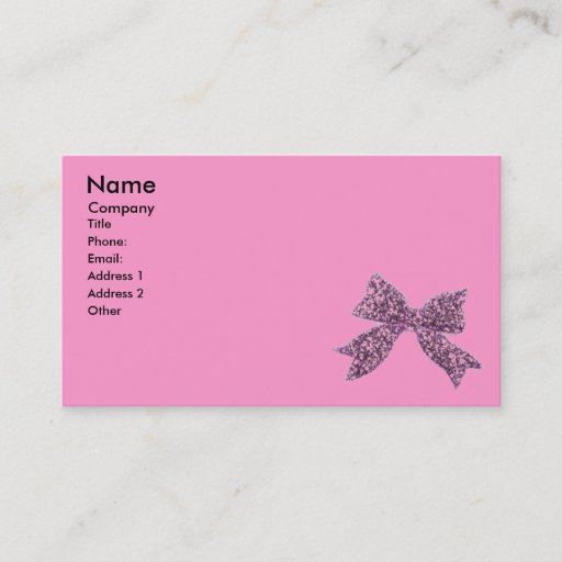 Customizable Girly Pink, Black and Bow Business Card Template