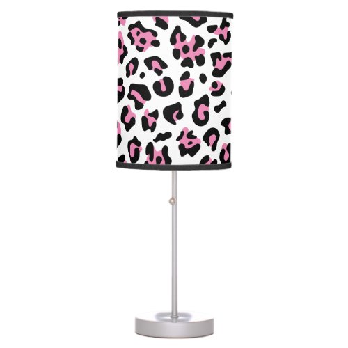Girly Pink Black and White Leopard Spot Table Lamp