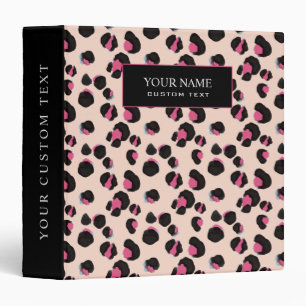 Girly PInk black Blush Animal leopard jungle print 3 Ring Binder