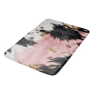 Girly Pink Black Gold Cowgirl Cowhide Bath Mat