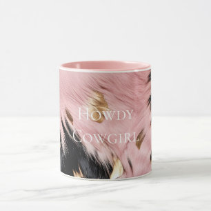 Girly Pink Black Gold Cowgirl Cowhide Mug
