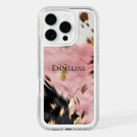 Girly Pink Black Gold Cowgirl Cowhide