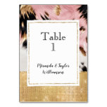 Girly Pink Black Gold Cowhide Sparkle Table Number