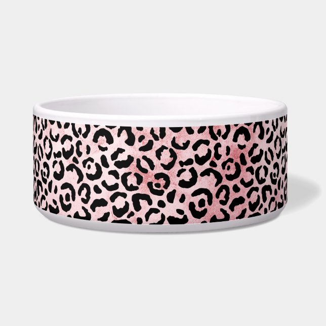 Girly Pink Black Leopard Print Bowl (Front)