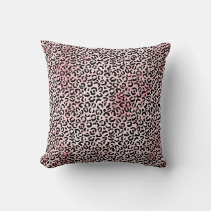 Girly Pink Black Leopard Print Throw Pillow