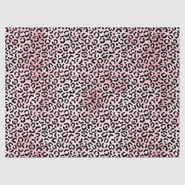 Girly Pink Black Leopard Print Tissue Paper (Front)