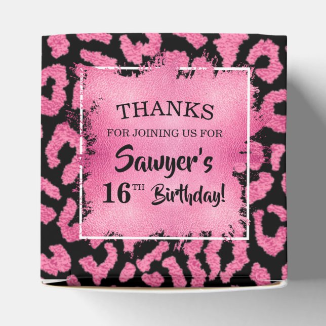 Girly Pink Black Leopard Spot Favor Boxes (Top)