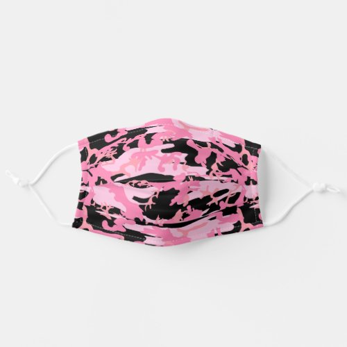 Girly Pink Black Military Camo Camouflage Pattern Adult Cloth Face Mask
