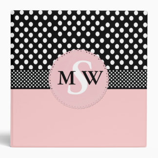 Girly Pink & Black Monogram Binder