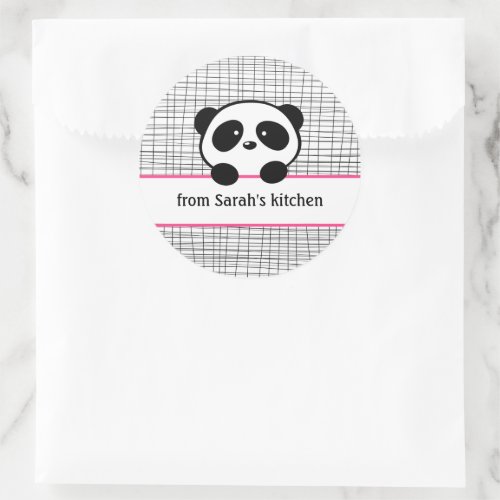 Girly Pink Black Panda Baking Stickers
