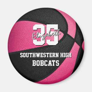 girly pink black personalized basketball magnet
