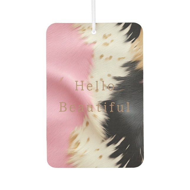 Girly Pink Black White Gold Cowhide Air Freshener (Front)