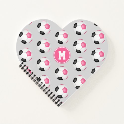girly pink black white soccer balls pattern notebook