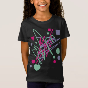 Girly Pink Blue Aqua Scribbles Heart Square Circle T-Shirt