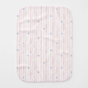 Girly Pink Blue Hearts Stripes Floral Baby Burp Cloth