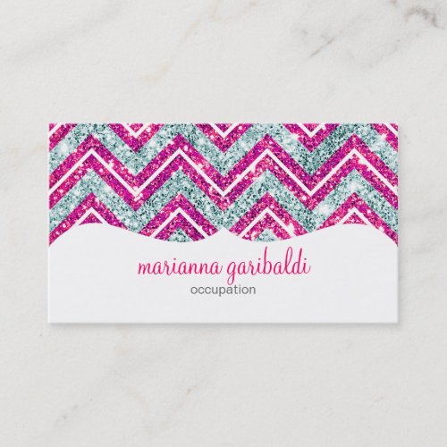 Chevron Glitter Pink &amp; Blue Bling Business Card Templates