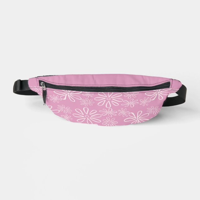 Girly Pink Blush Floral Doodle Pattern Fanny Pack (Front)