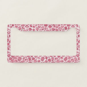 Girly Pink Blush Glitter Leopard Print           License Plate Frame