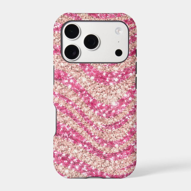 Girly Pink Blush Glitter Zebra Pattern             Case-Mate iPhone Case (Back)
