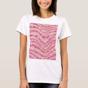 Girly Pink Blush Glitter Zebra Pattern             T-Shirt