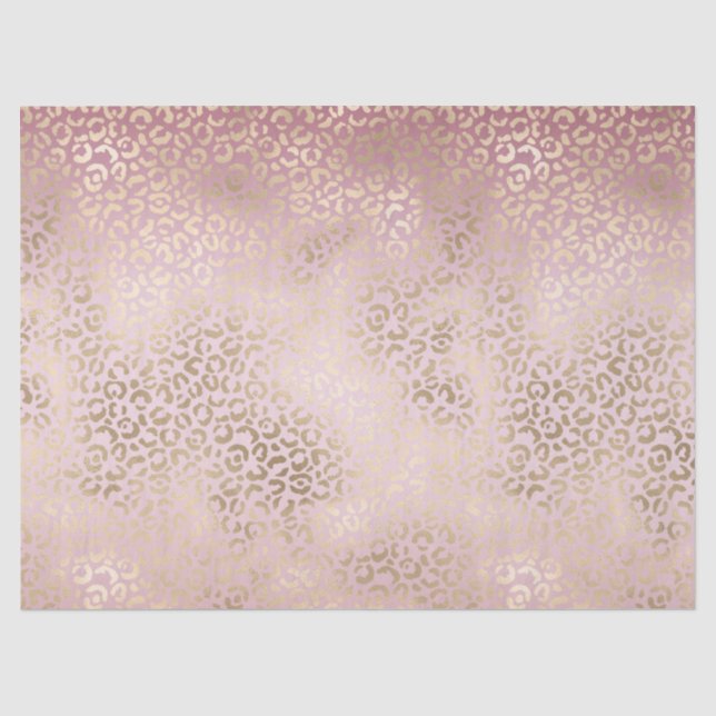 Girly Pink Blush Gold Ombre Leopard Print Tissue Paper (Front)