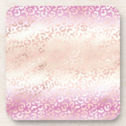 Girly Pink Blush Peach Glam Leopard Print Tie dye Beverage Coaster