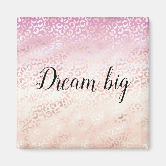 Girly Pink Blush Peach Glam Leopard Print Tie dye Magnet (Front)