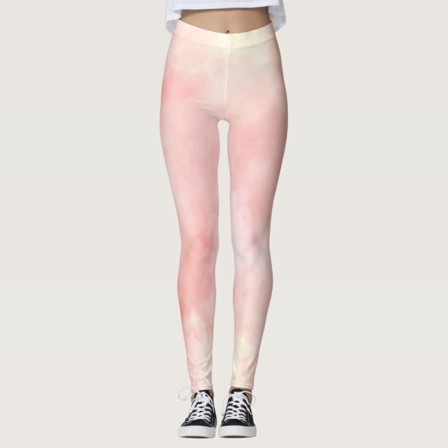 Girly Pink Blush Peach     Leggings (Front)