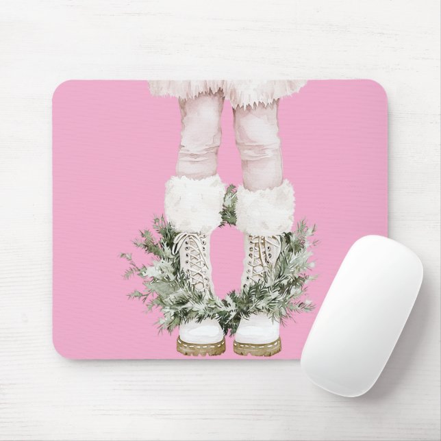 Girly Pink Boots Legs Mouse Pad (With Mouse)