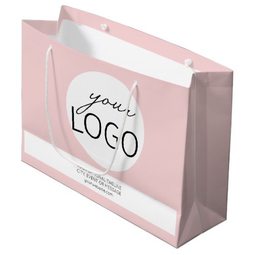 Girly Pink Boutique Business Logo Promo Custom Large Gift Bag