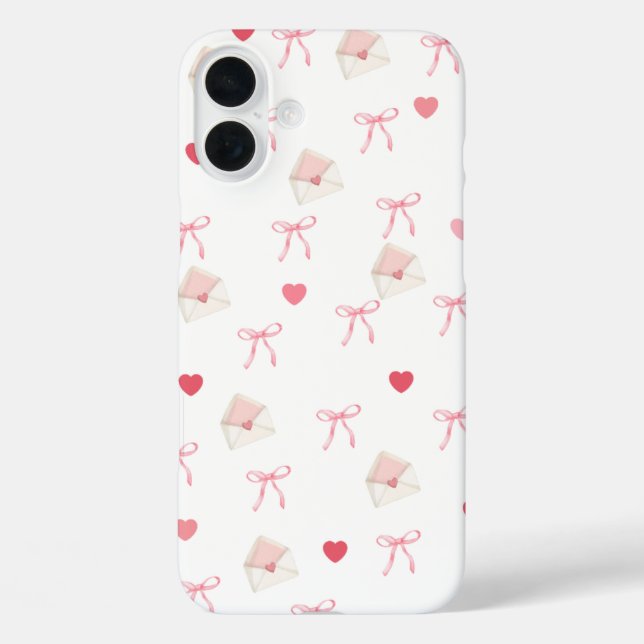 Girly Pink Bow and Heart iPhone Case – Cute Style (Back)